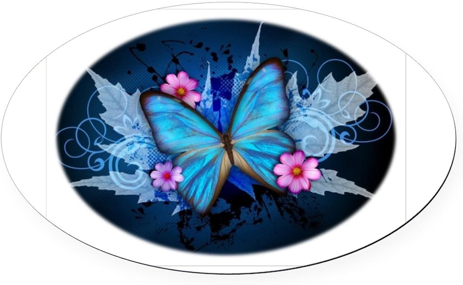 CafePress Blue Butterfly Euro Oval Car Bumper Magnet