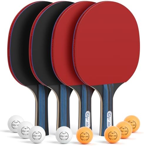 Glymnis Ping Pong Paddles Set of 4/2, Table Tennis Rackets Set and Balls