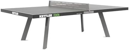 KETTLER Eden Weatherproof Stationary Outdoor Table Tennis Table with Galvanized Steel Legs and Permanent Net and Post System