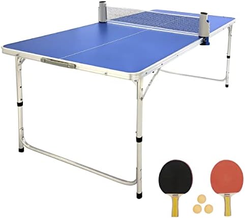 Ping Pong Table Tennis, Small Mini Kids - Space Saving & Easy Storage, Includes (2) Regulation Paddles (3-4) Balls and (1) Net. No Assembly Required Start Playing Immediately