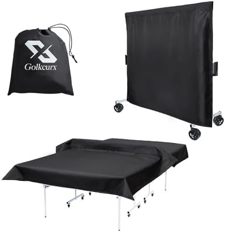 Golkcurx Indoor Ping Pong Table Cover, Folding Table Tennis Cover Water Resistant Fits Universal 9x5 FT Tables