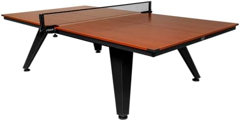 STIGA Ultra Indoor Table Tennis Table - 18mm Woodgrain Ping Pong Table with Steel Frame, Tournament Net & Post, Adjustable Leg Levelers, Modern Furniture-Style Design