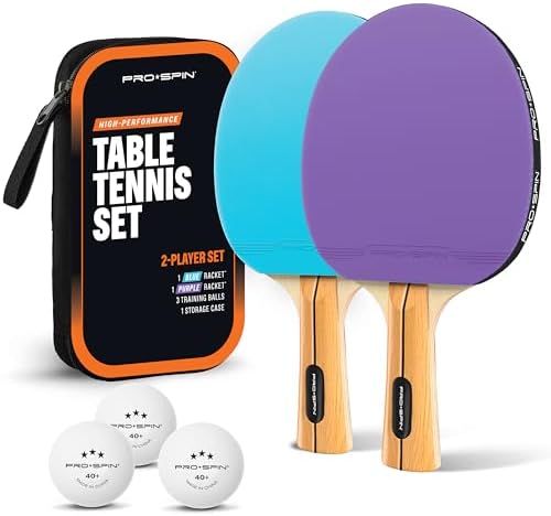 PRO-SPIN Ping Pong Paddles - High-Performance Set with Premium Table Tennis Rackets, 3-Star Ping Pong Balls, Compact Storage Case | Professional Quality Ping Pong Paddle Set | Indoor & Outdoor Games