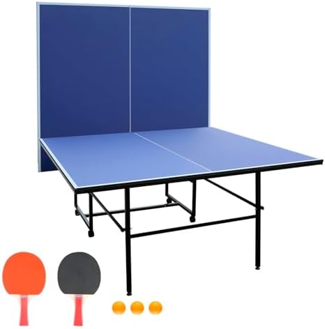 Ping Pong Table Foldable Table Tennis Table with Net, Table Tennis Paddles and Balls, 4.5FT/6FT/9FT MDF Multi-Use Family Game Table for Kid Teenager Adult, Compact & Portable