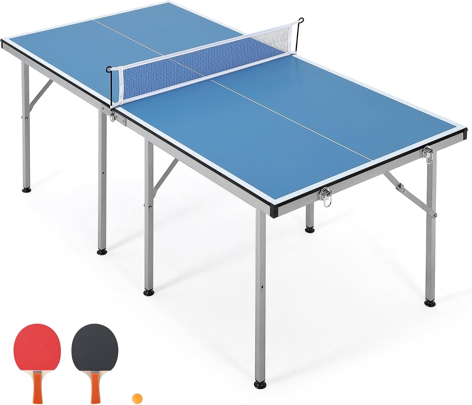 Outdoor Ping Pong Table, Blue 5x3 ft Foldable Table Tennis Table